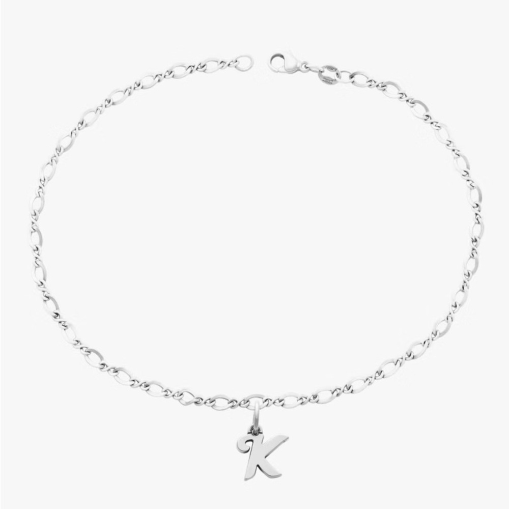 James Avery Silver anklet with silver k charm